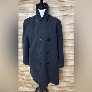 LRL CHARCOAL GREY CASHMERE WOOL BLEND PEA‎ COAT sz12